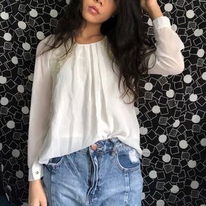 White Blouse w/Gold Lace